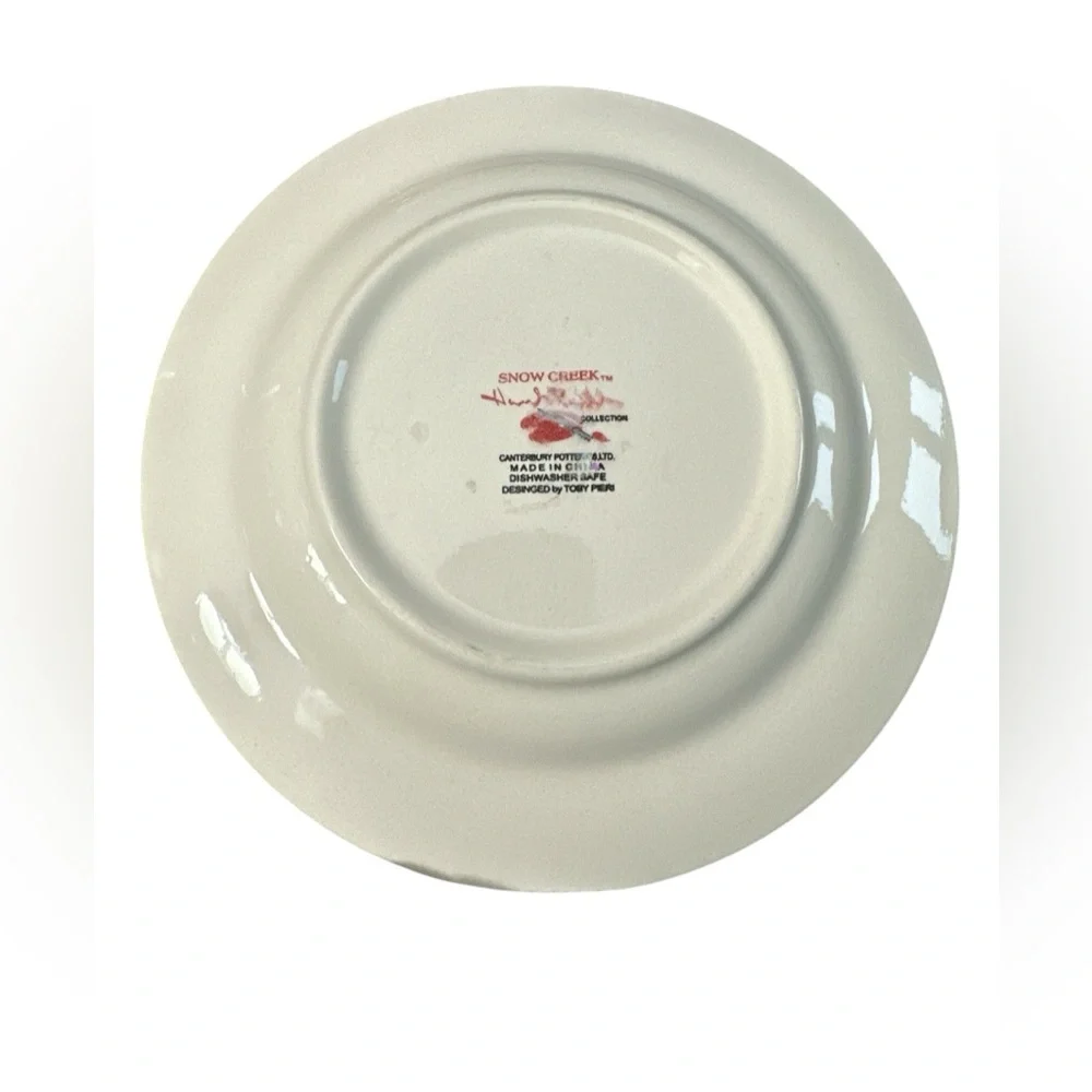 Snow Creek Hand Painted Snowman Plate - Red‎ and White